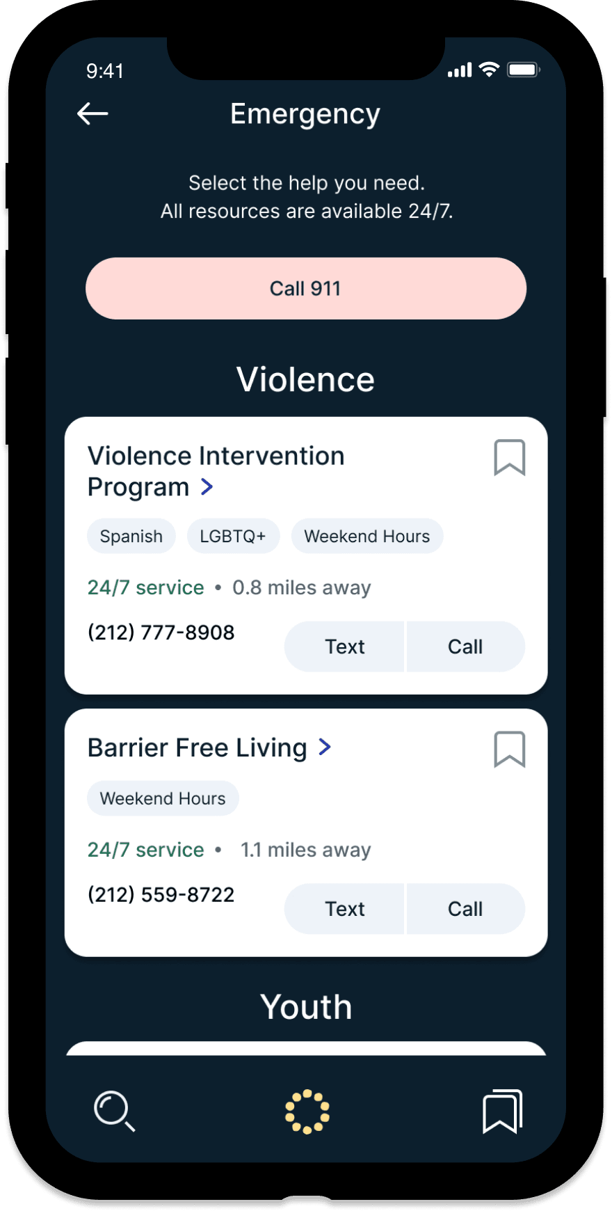 Resources are intuitively categorized with detailed entries